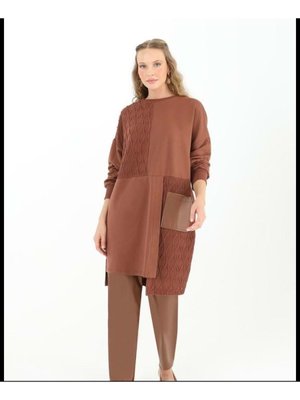 Sweat Deri Cep Detaylı Kahve