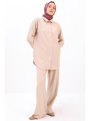 Bej Gömlekli Pantolonlu Takım