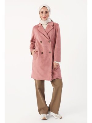 Gül Süet Kruvaze Blazer Ceket Açık