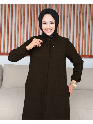 Şönil Kumaş Kışlık Comfort Ferace Acı Kahve