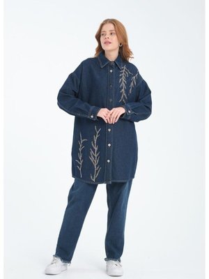 Taş İşlemeli Kot Gömlek Laci