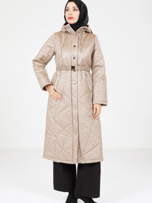 Bej Desenli Kapüşonlu Kap Bej Desenli Kapüşonlu Kap