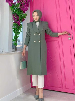 Yaka Detay Ön Düğmeli Yarım Boy Ceket Mint