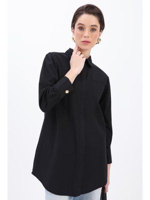 Siyah Cepli Gömlek Tunik
