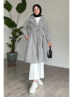 Balıksırtı Beyaz Kaşe Kaban Balıksırtı Beyaz Kaşe Kaban