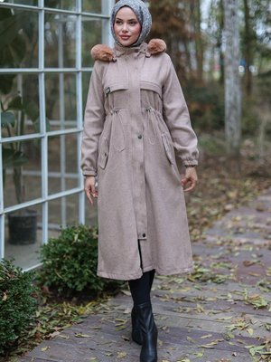 Vizon Tünel Detaylı Kaşe Kaban