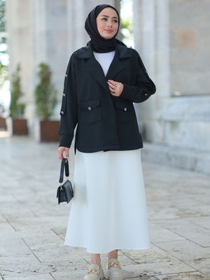 Beli Lastikli Scuba Etek Beyaz Beli Lastikli Scuba Etek Beyaz