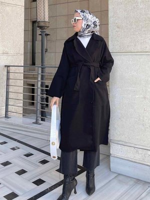 Kadın Kışlık Torba Cepli Kaşe Kaban