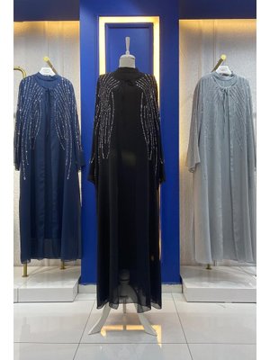 Siyah Büyük Beden Mahinur Şifon Abiye Siyah Büyük Beden Mahinur Şifon Abiye
