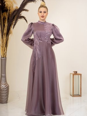 Gül Kurusu Ahunisa Işıltı Abiye Elbise Gül Kurusu Ahunisa Işıltı Abiye Elbise