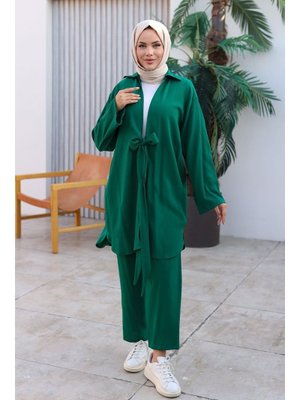 Yeşil Bağlama Detaylı Kimono Takım Yeşil Bağlama Detaylı Kimono Takım