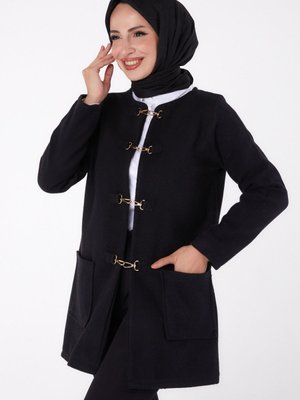 Düz Orta Siyah Kaşe Ceket Düz Orta Siyah Kaşe Ceket