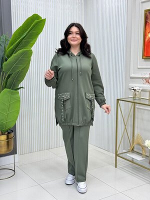 Taş İşlemeli Kapüşonlu Spor Takım