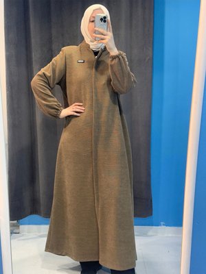 Yeni Sezon Kadın Tesettür Şönil Kumaş Pardesü Ferace Kışlık