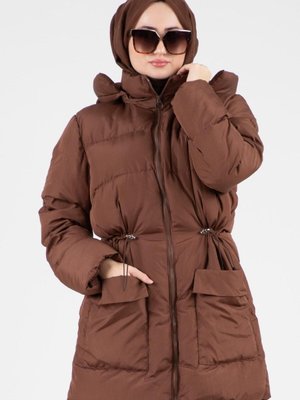 Beli Tünelli Şişme Mont Kahverengi Beli Tünelli Şişme Mont Kahverengi