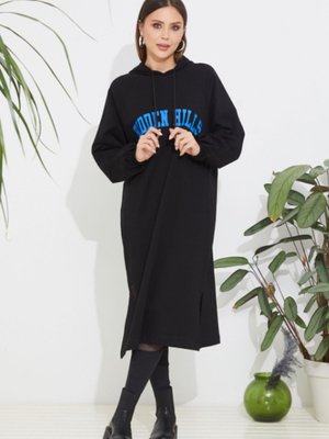 Kapüşonlu Baskılı Tunik Sweatshirt