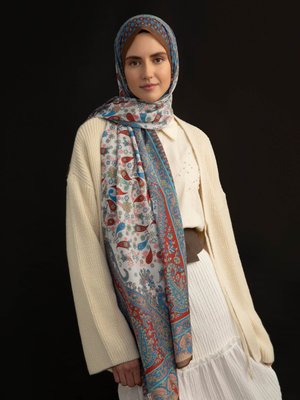 Cok Renkli Etnik Desenli Şal