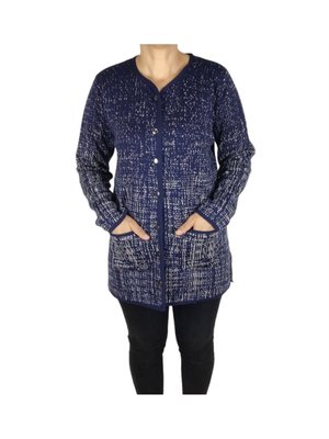 Kadın Önü Düğmeli Cepli Desenli Kalın Kışlık Hırka Kadın Önü Düğmeli Cepli Desenli Kalın Kışlık Hırka