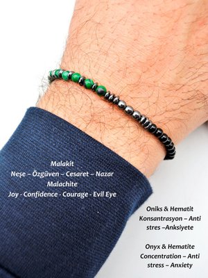 Çok Renkli Oniks Hematit Ve Malahit Erkek Bileklik