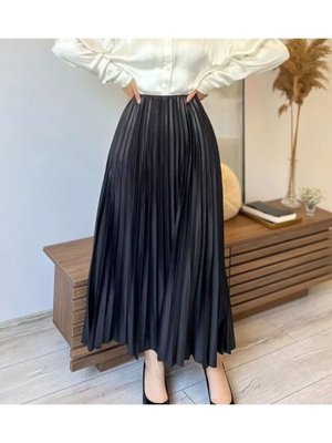 Luxwomen Deri Görünümlü Fırfırlı Spor Etek