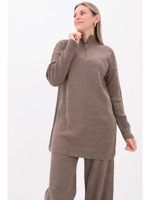 Vizon Fermuarlı Pantolonlu Triko Takım