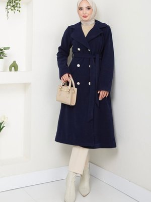 Kaşe Uzun Kaban / Lacivert