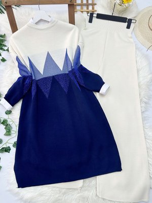 Zikzak Triko Tunik Pantolon Takım Lacivert