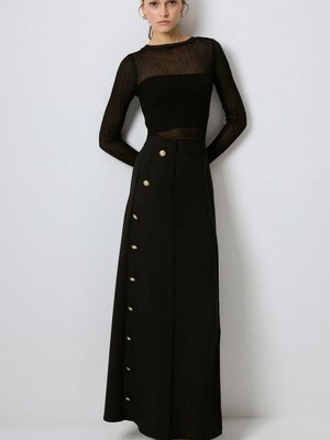 Gold Düğmeli Krep Etek