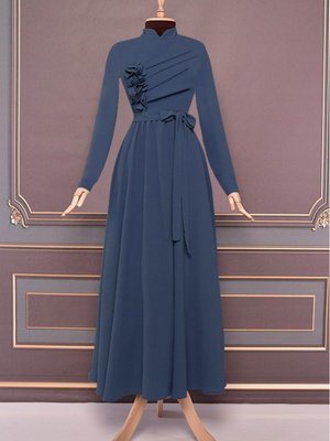 Kuşaklı Elbise Mavi Kuşaklı Elbise Mavi