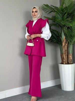 Hürrem Yelekli Takım Fuşya Hürrem Yelekli Takım Fuşya