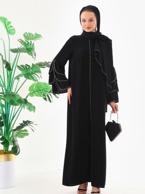 Kaliteli Lüks Dubai İpeği Kumaşı El İşlemeli Danteli Arabic Özel Feraje Abaya Kaliteli Lüks Dubai İpeği Kumaşı El İşlemeli Danteli Arabic Özel Feraje Abaya