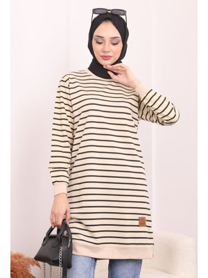 Siyah Bisiklet Yaka Çizgili Tunik Siyah Bisiklet Yaka Çizgili Tunik