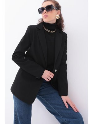 Siyah Astarlı Blazer Ceket