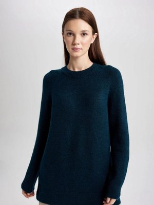 Regular Fit Bisiklet Yaka Basic Düz Triko Kazak Tunik B2709ax23wn