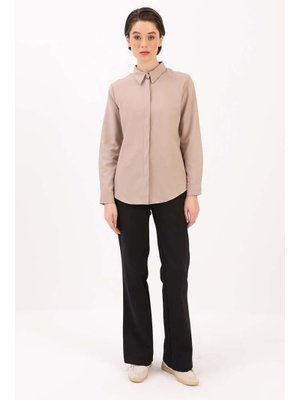 Vizon Pamuklu Gizli Patlı Gömlek