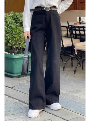 Siyah Palazzo Kot Pantolon