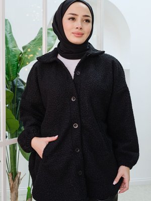 Düğme Detaylı Buklet Ceket Siyah Düğme Detaylı Buklet Ceket Siyah