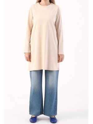 Bej Basic Pamuklu Süprem Sweat Tunik Bej Basic Pamuklu Süprem Sweat Tunik