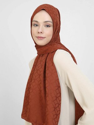 Kiremit Diamond Yaprak Desen Şal