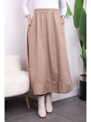 Vizon Cepli Bel Lastikli Kloş Bondit Etek Vizon Cepli Bel Lastikli Kloş Bondit Etek