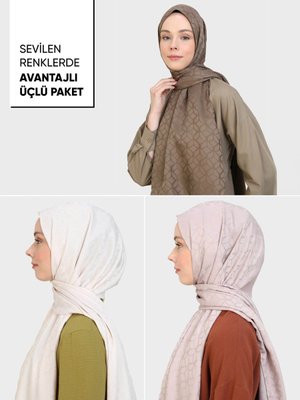 3'lü Avantaj Diamond Şal Paketi Aytaşı Koyu Vizon Kum Beji
