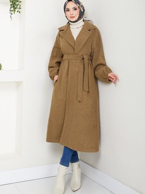 Manşeti Lastikli Kaşe Kaban M Taba