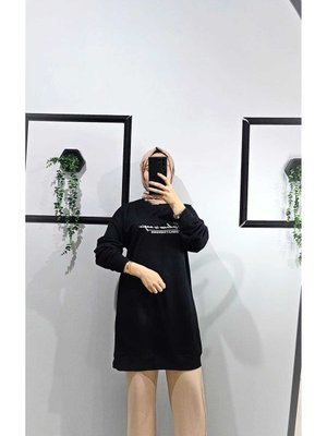 İki İplik Mevsimlik Düz Renk Önü Baskılı Tunik