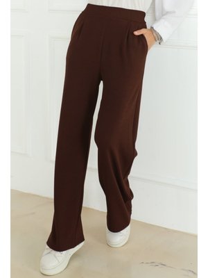 Acı Kahve Cepli Bol Paça Pantolon