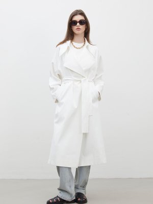 Oversıze Geniş Yaka Trençkot Ekru Oversıze Geniş Yaka Trençkot Ekru