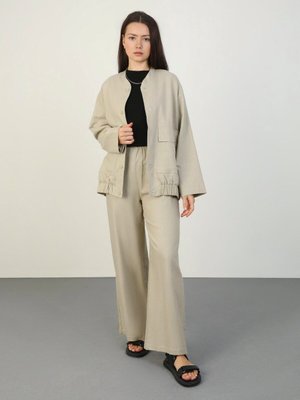 Keten Bomber Ceket Vizon Keten Bomber Ceket Vizon