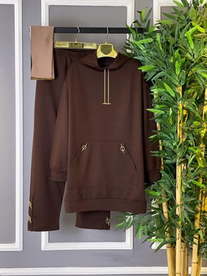 Kalite İkili Kadın Zincir Detaylı Ve Cepli Kapşonlu Eşofman Takım