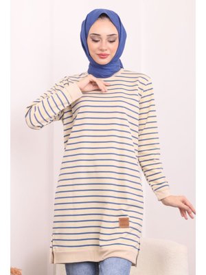 Mavi Bisiklet Yaka Çizgili Tunik Mavi Bisiklet Yaka Çizgili Tunik