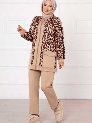 Scuba Leopar Desenli İkili Takım Scuba Leopar Desenli İkili Takım