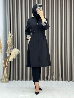 Trench Kumaş Su Geçirmez İçi Çizgili Şık Mevsimlik